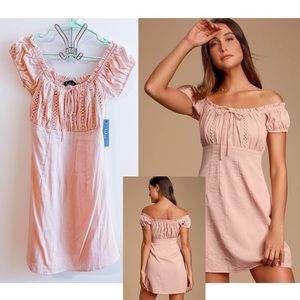 NWT Lulu’s Pale Pink Embroidered Mini Small